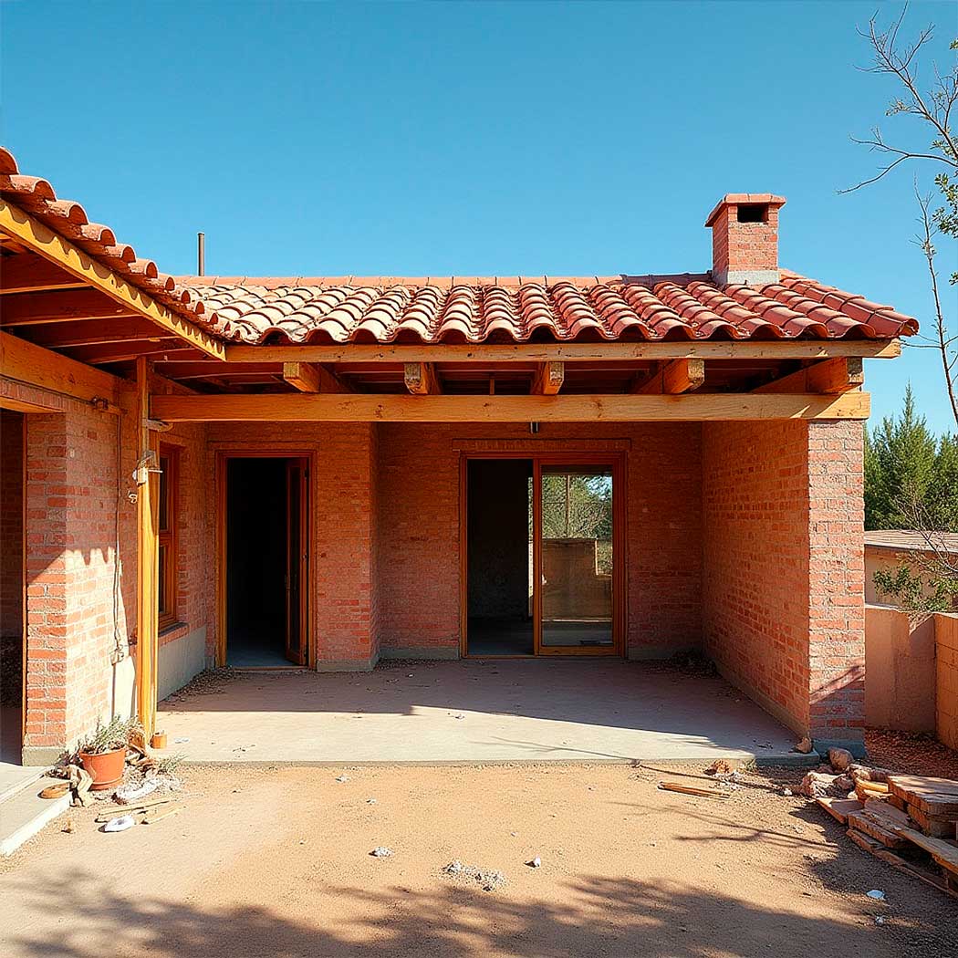 Chalet obra nueva detalle entrada